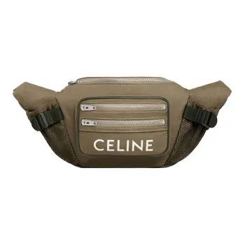 CELINE Nylon Fabric Sling Bag Crossbody Bag Fanny Pack Large Size Men's Khaki Green