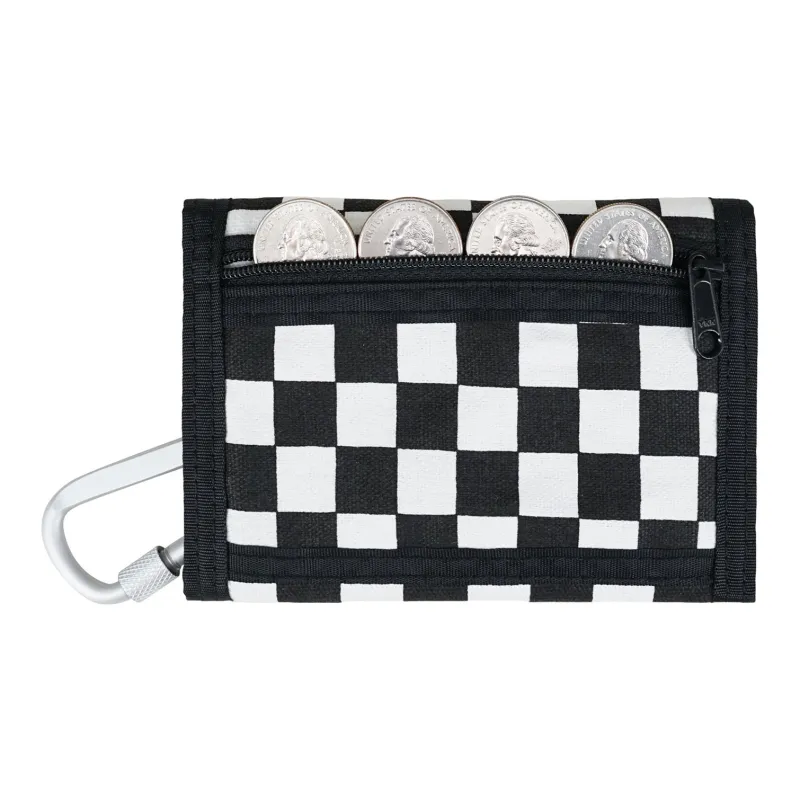 Rough Enough Canvas Canvas Bag Wallets Large Size Unisex Black White Plaid-2
