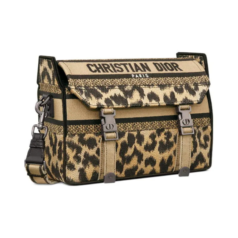 DIOR DiorCamp Embroidery Messenger Bag Shoulder Bag Crossbody Bag Small Size Women's Leopard Print-1