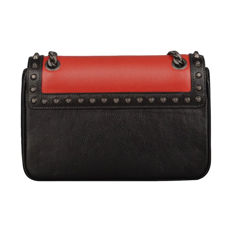 PRADA Leather Small Square Bag Crossbody Bag Shoulder Bag Women's Red & Black-3