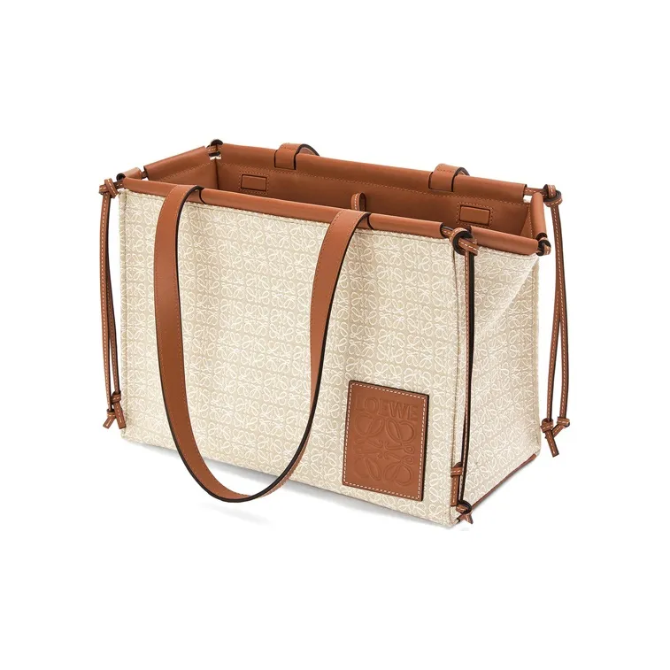 LOEWE Cushion Tote Cow Leather Tote Bag Shopping Bag Handbag Shoulder Bag Women's Beige-2