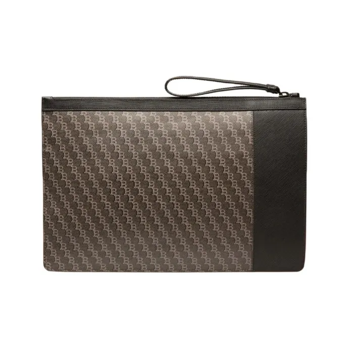 BALLY Artificial Leather Clutch Men's Black Brown-1