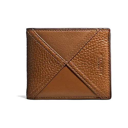 COACH 3 IN 1 Wallet Cowhide Leather Foldable Wallet Mini Men's Brown