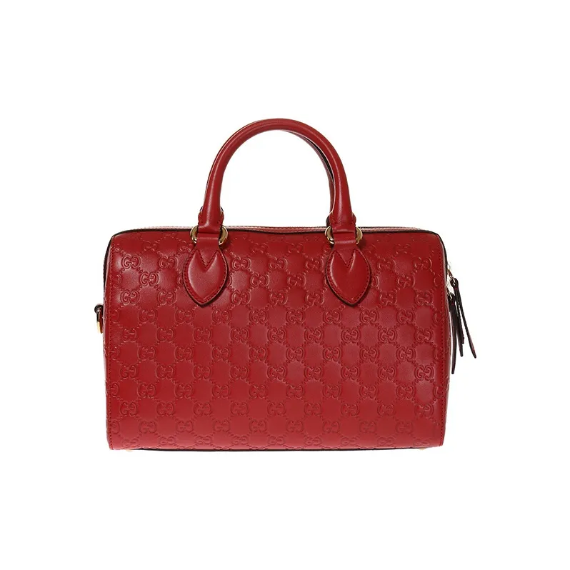 GUCCI Cow Leather Boston Bag, Shoulder Bag, Crossbody Bag, Handbag Women's Red-2