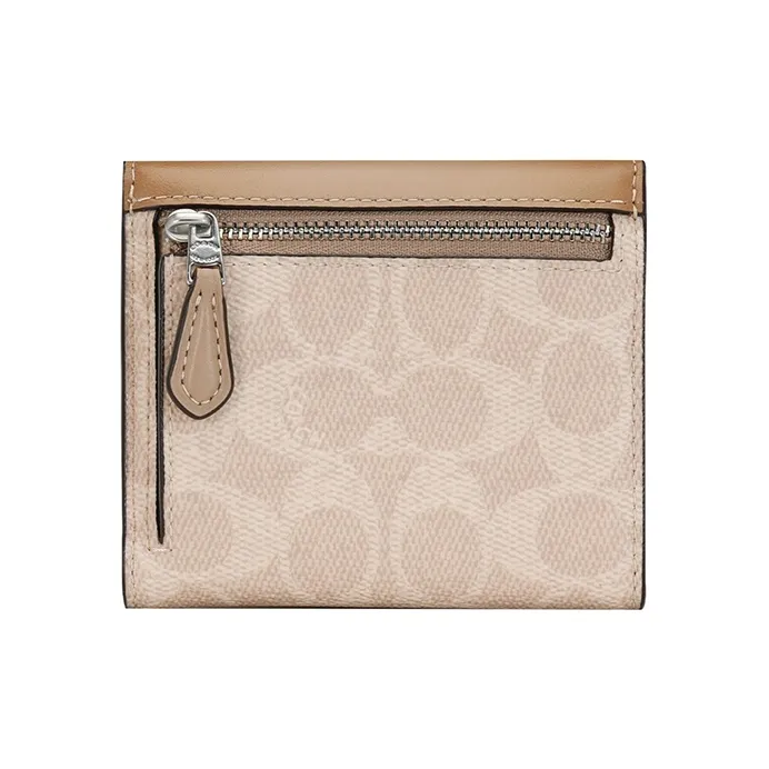 COACH Canvas Envelope Bag Clutch Wallet Trumpets Women's Taupe-3