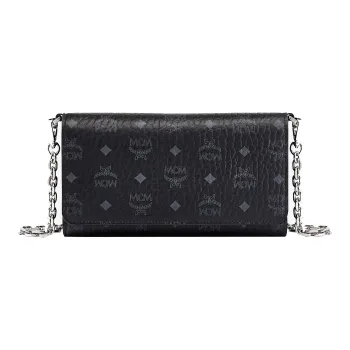 MCM Essential Visetos Origina Leather Cell Phone Pouch, Wallet, Crossbody Bag Unisex Black