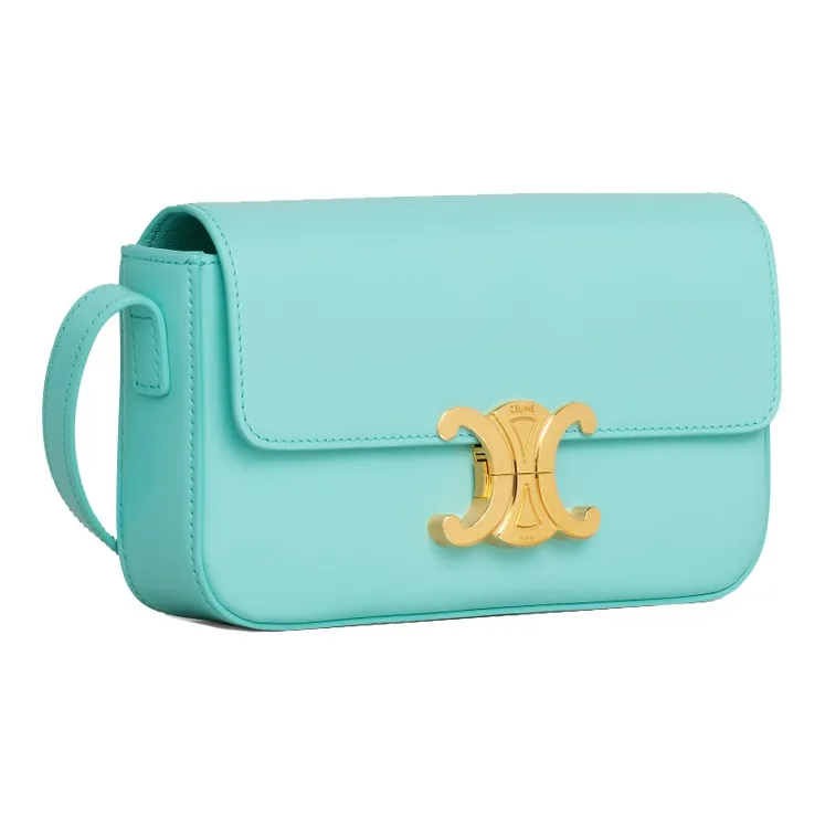 CELINE Shiny Cow Leather Shoulder Bag, Handbag, Shoulder Bag Women's Mint Green-1