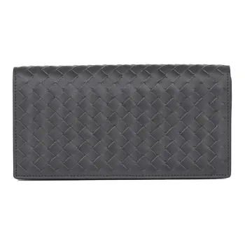 Bottega Veneta Calfskin Long Discount Wallet Unisex Dark Gray