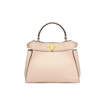 FENDI Peekaboo Grained Leather Shoulder Bag Crossbody Bag Handbag Mini Women's Pink