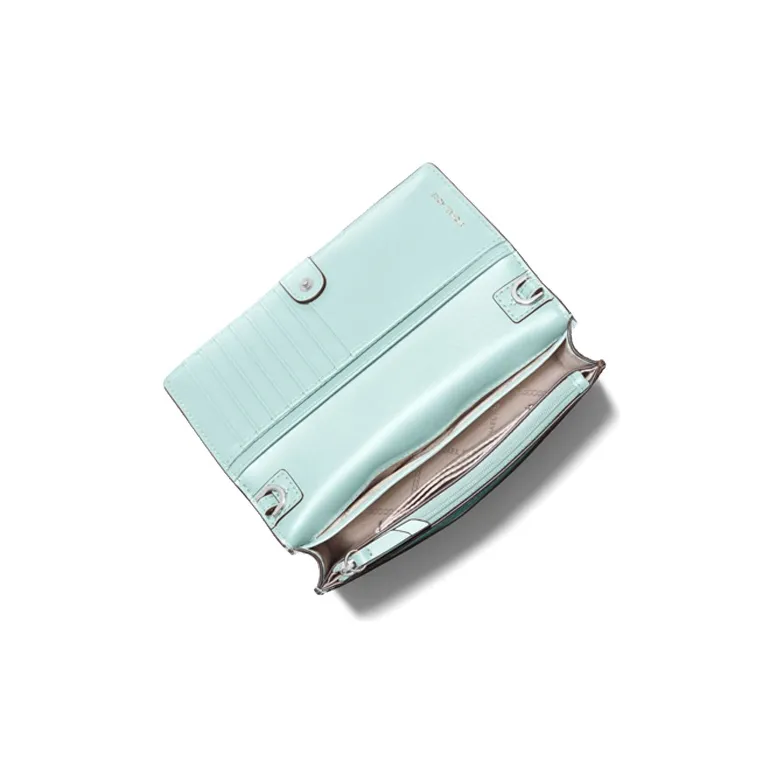 MICHAEL KORS Jet Set Leather Crossbody Bag Women's Light Aqua Blue-2