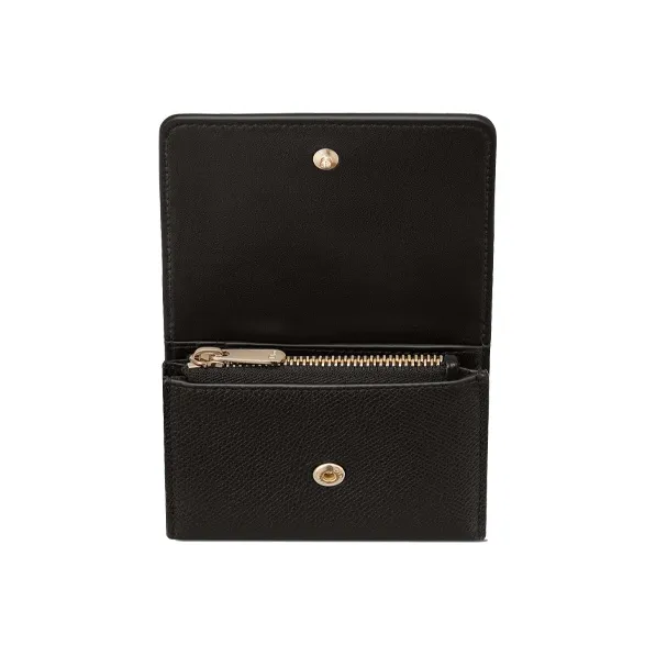 DIOR 30 Montaigne Grained Calfskin Card Holder Wallet Women's Black-2