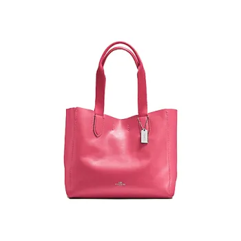 COACH Derby Leather Tote Bag Shopping Bag Handbag Large Size Women's Peach Pink