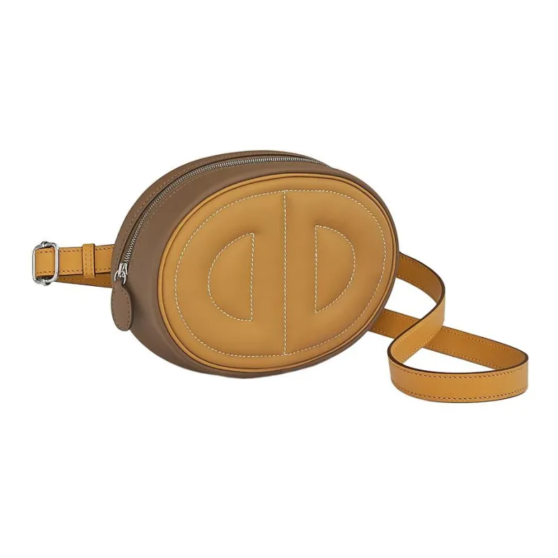 HERMES In The Loop Swift Calfskin Fanny Pack Small Size Unisex Cookie/Chestnut/Sesame-1