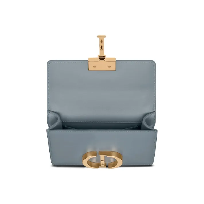 DIOR 30 Montaigne Collection Polished Calfskin Box Bag, Crossbody Bag, Shoulder Bag Women's Blue Gray-2