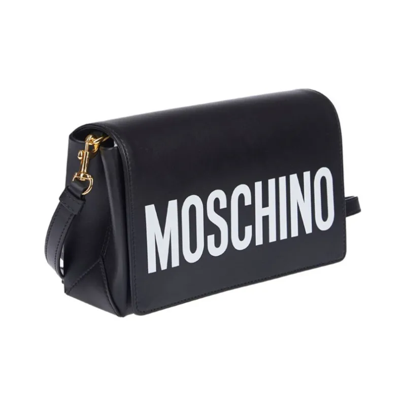 MOSCHINO Cow Leather Camera Bag, Small Square Bag, Shoulder Bag Women's Black-1
