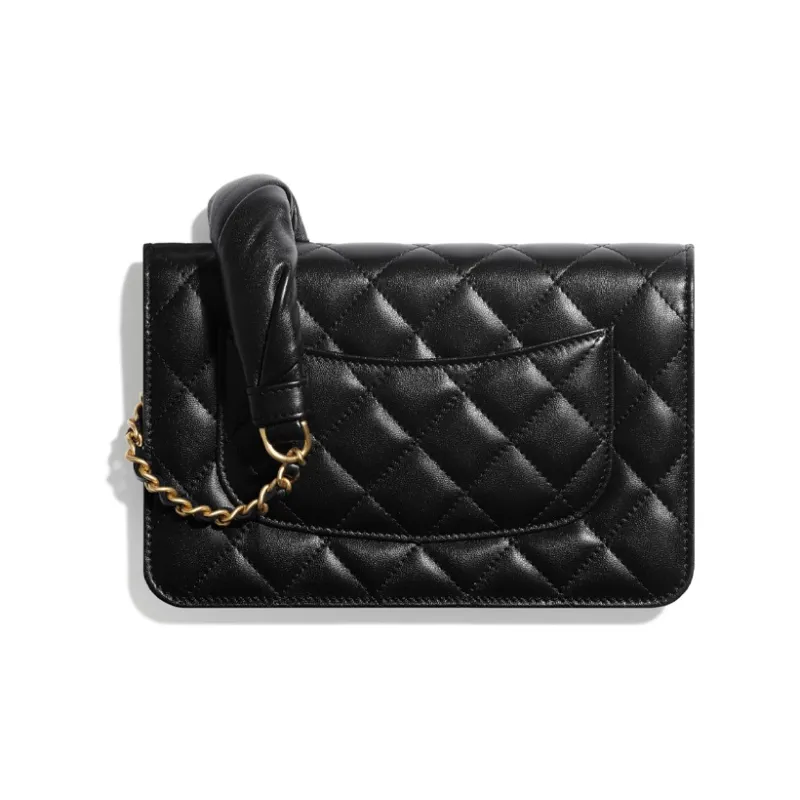 CHANEL Lambskin Leather And Metal Chain Flap Bag Shoulder Bag Women's Black-1