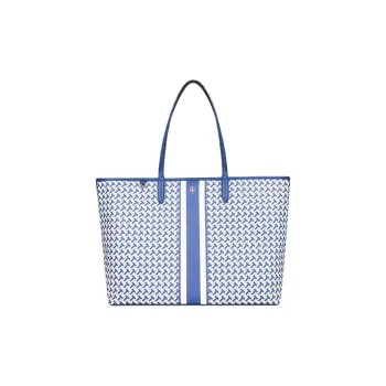 TORY BURCH T Zag PVC Tote Bag, Shopping Bag, Shoulder Bag, Handbag Regular Women's White Blue Multicolor