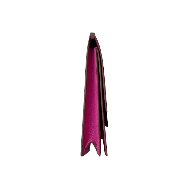 HERMES Evercolor Calfskin Clutch Women's Rose Red/Brown-1