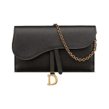 DIOR Saddle Grain Calfskin Combo Bag, Saddle Bag, Clutch, One Shoulder Crossbody, Card Holder, Wallet Women's Black