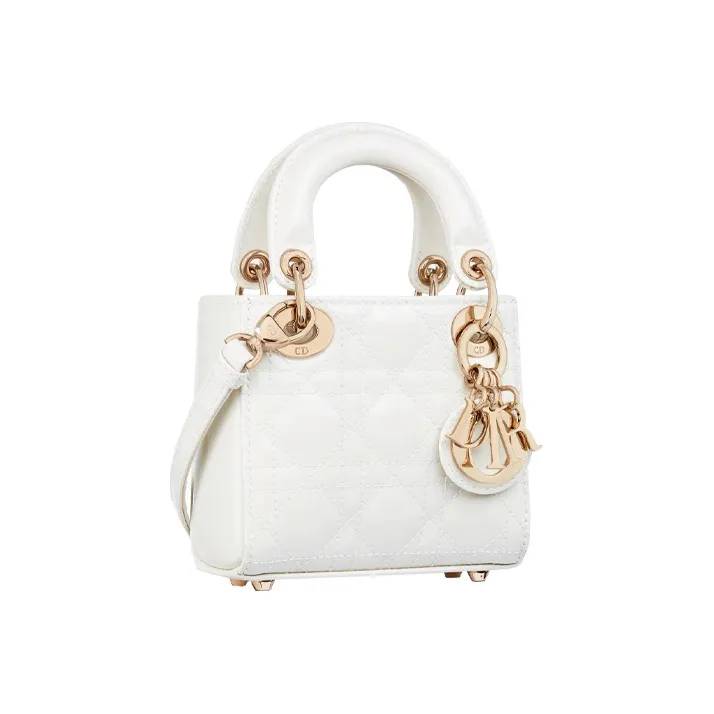 DIOR Lady Dior Patent Leather Cowhide Daisie Bag Handbags Shoulder Bag Crossbody Bag Extra Mini Women's Milk White-1