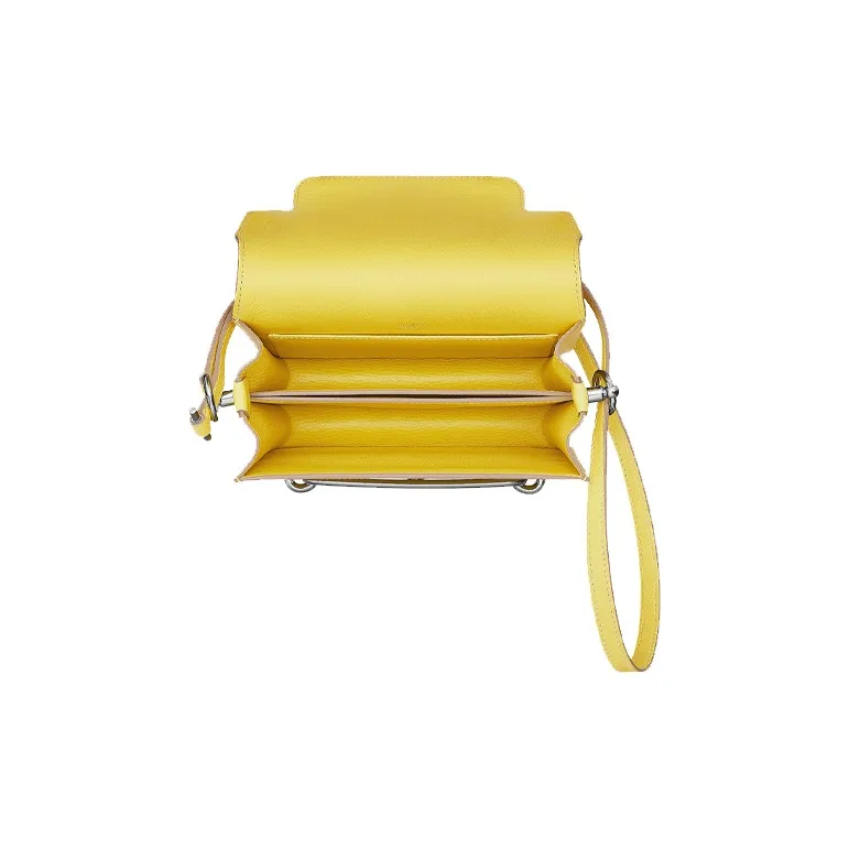 HERMES Roulis Evercolor Calfskin Shoulder Bag, Crossbody Bag Mini Women's Lemon-2