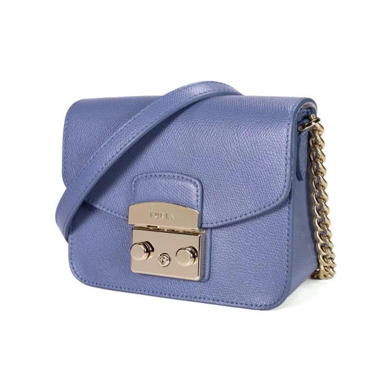 Furla Cow Leather Chain Bag Small Square Bag Shoulder Bag Crossbody Bag Women's Blue-2