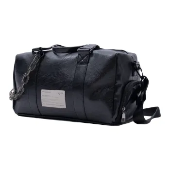 KILLWINNER PVC Leather Bucket Bag Handbag Shoulder Bag Crossbody Bag Travel Bag Medium Size Unisex Black
