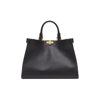 FENDI PeekabooX-Tote Collection Leather Tote Bag Shopping Bag Shoulder Bags Handbags Small Size Women's Black