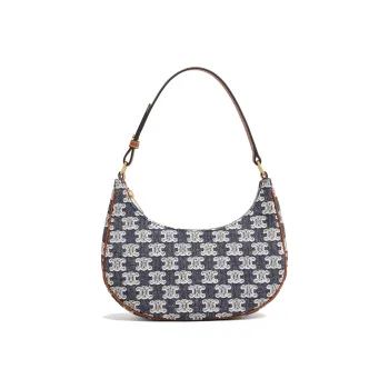 CELINE TriompheAVA Cow Leather With Textile Shoulder Bag Handbags Shoulder Bags Women's Marine Blue/Denim Blue