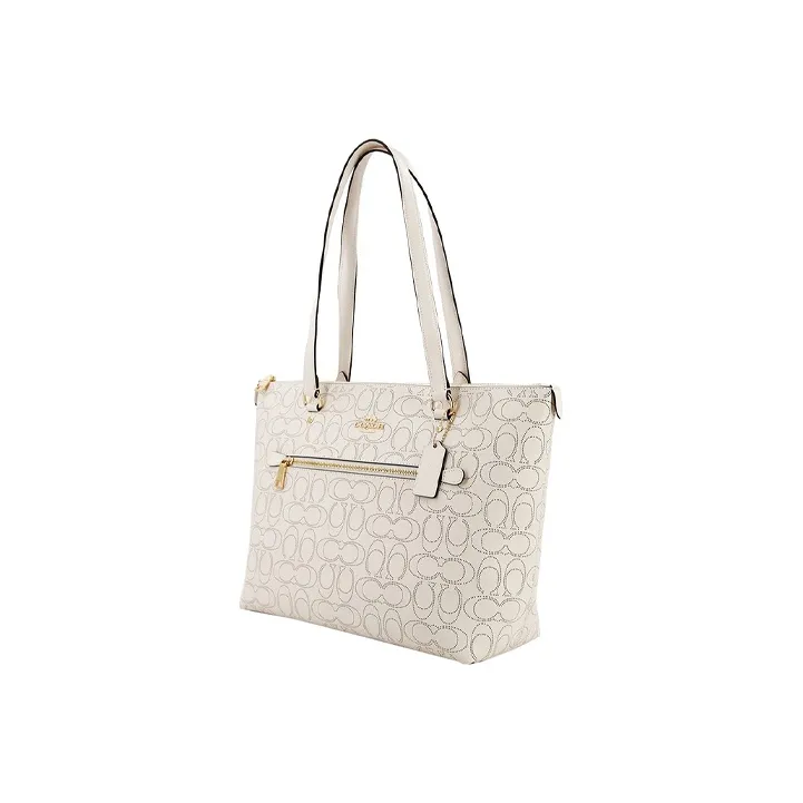 COACH Gallery Leather Tote Bag Shopping Bag Crossbody One Shoulder Handbags Large Size Women's White-1