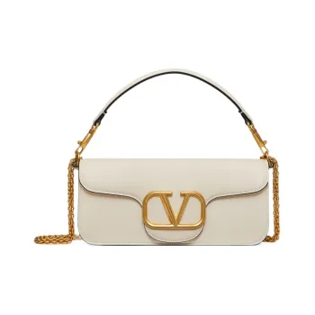 Valentino Locò Calfskin Shoulder Bag Crossbody Bag Handbag Regular Women's Ivory White