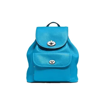COACH Turnlock Leather Backpack Small Size Women's Blue