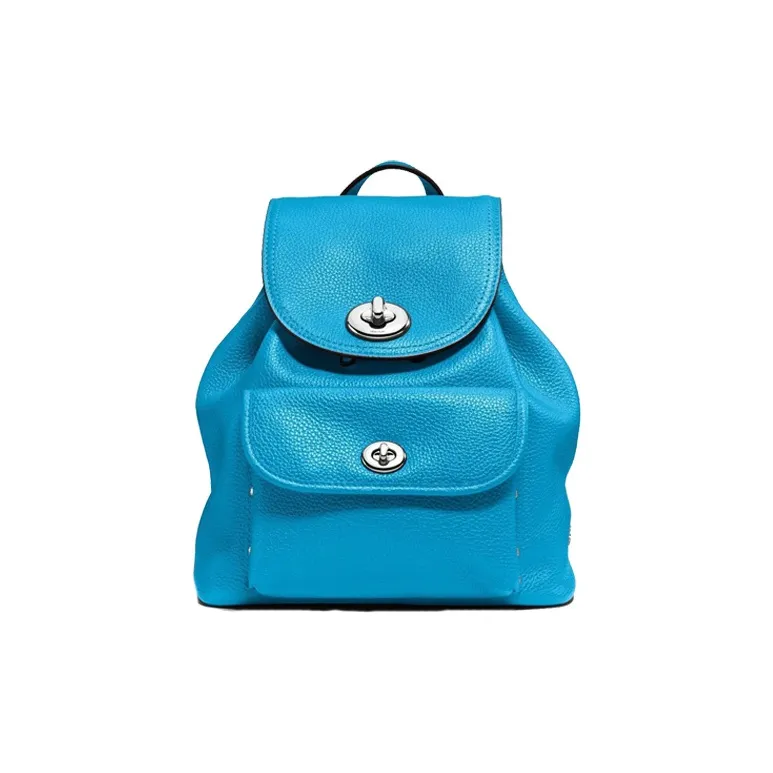 COACH Turnlock Leather Backpack Trumpets Women's Blue-0