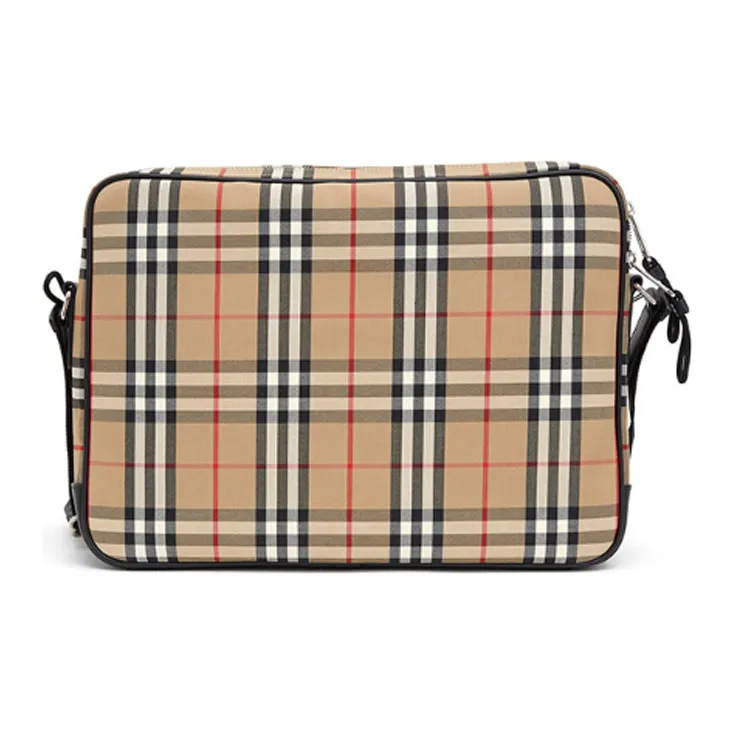 Burberry Vintage Cotton Messenger Bag Crossbody Bag Shoulder Bag Men's Beige-2