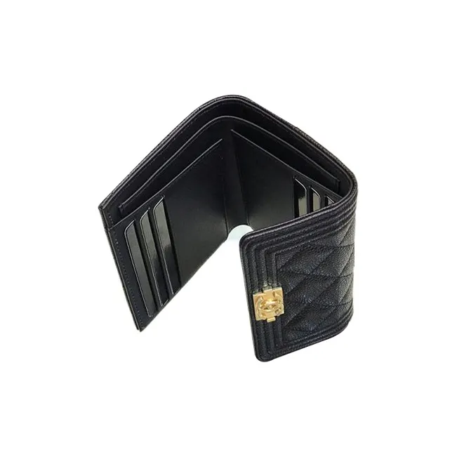 CHANEL Boy Small Flap Wallet Black A80734-3