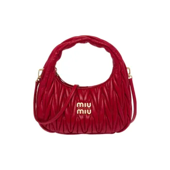 MIU MIU Sheepskin Hobo Shoulder Bag Women's Red