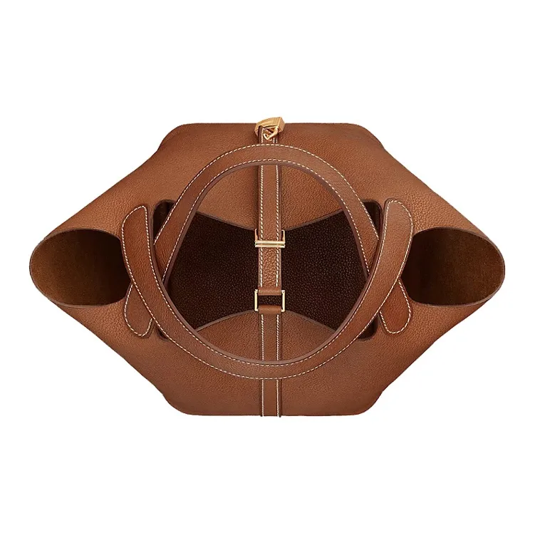 HERMES Picotin Lock Barenia Faubourg Calfskin Basket Bag, Bucket Bag, Handbag 22 Women's Light Yellow Umber-2