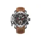 RGA3532-White Case Black Dial Red Hands Brown Leather Strap
