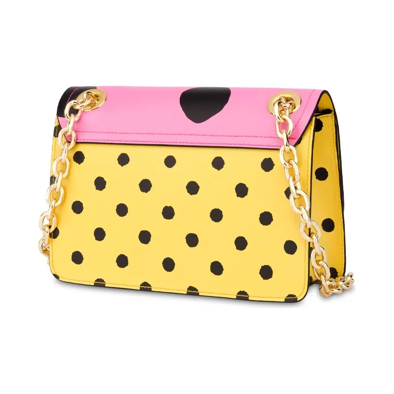 MOSCHINO Cow Leather Shoulder Bag Women's Pink Yellow-1