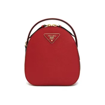 PRADA Saffiano Cow Leather Backpack Women's Red