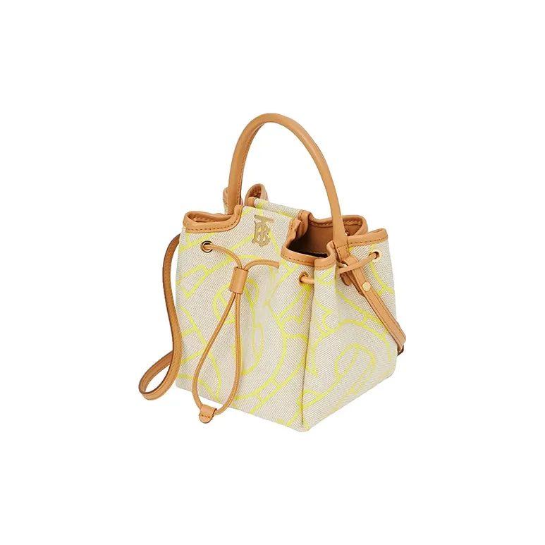 Burberry Canvas Leather Canvas Bag Bucket Bag Handbag Regular Women's Yellow-1