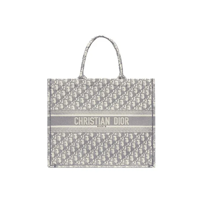 DIOR BookTote Embroidery Tote Bag, Shopping Bag, Shoulder Bag, Handbag Tubas Women's Gray-0