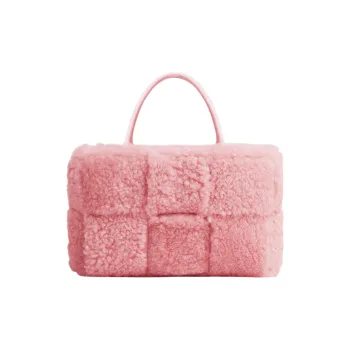 Bottega Veneta ARCO Shearling And Sheepskin Tote Bag Shopping Bag Handbag Small Size Women's Pink