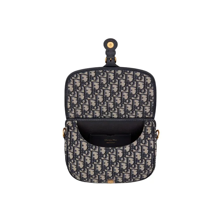 DIOR Bobby Jacquard Fabric Shoulder Bag, Crossbody Bag Medium Size Women's Denim Blue-3