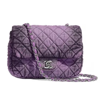 CHANEL Denim Shoulder Bag, Crossbody Bag Women's Black Purple
