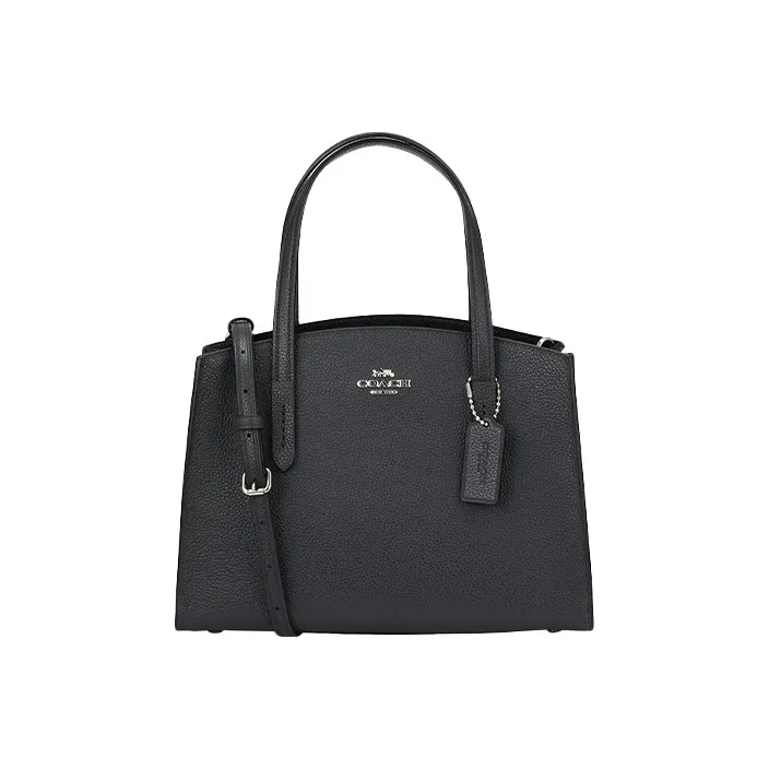 COACH Charlie Leather Shoulder Bag, Crossbody Bag, Handbag Tubas Women's Black-1