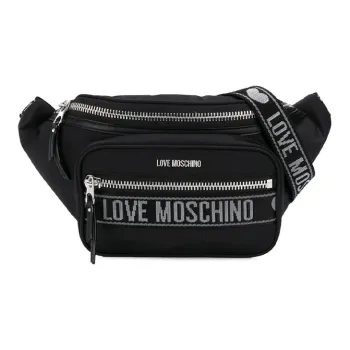 MOSCHINO Nylon Fabric Crossbody Bag Fanny Pack Women's Black