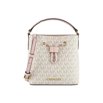 MICHAEL KORS Suri Leather Bucket Bag, Handbag, Shoulder Bag, Crossbody Bag Trumpets Women's Vanilla & Pink