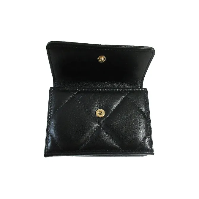 CHANEL 19Bag Smooth Finish Lambskin Coin Purse Card Holder, Wallet Women's Black-4