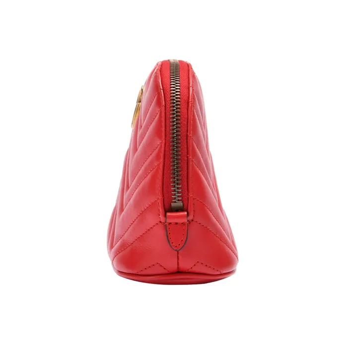 GUCCI GG Marmont Quilting Leather Makeup Bags Toiletry Bags Clutches Large Size Women's Red-3